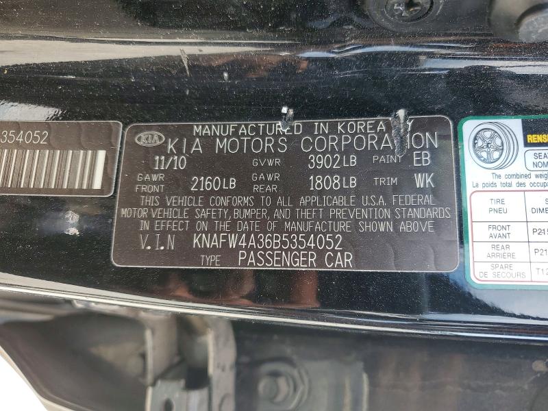 2011 Kia Forte მანქანა იყიდება აუქციონზე, vin: KNAFW4A36B5354052, აუქციონის ნომერი: 59143656