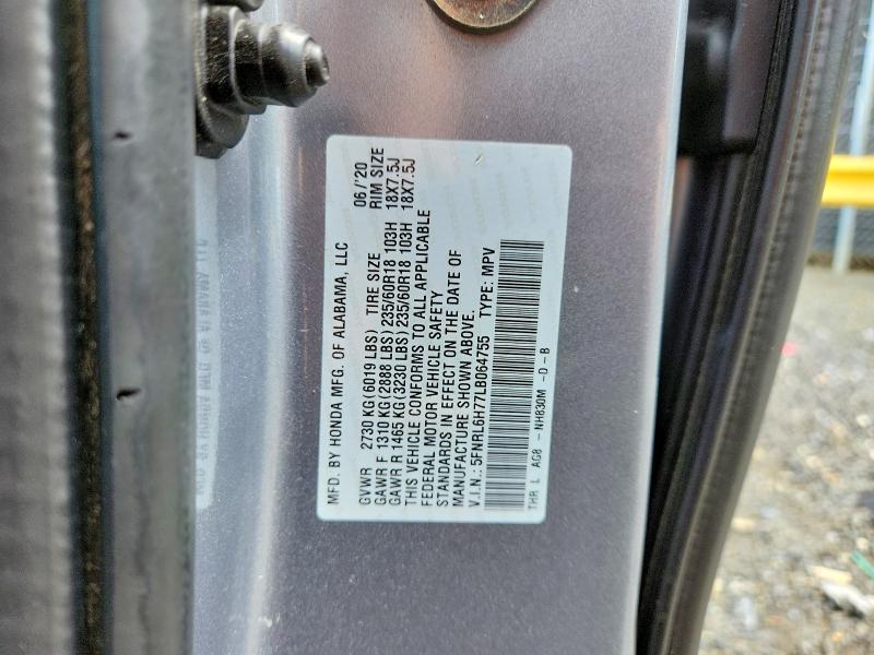 2020 Honda Odyssey მანქანა იყიდება აუქციონზე, vin: 5FNRL6H77LB064755, აუქციონის ნომერი: 59109156