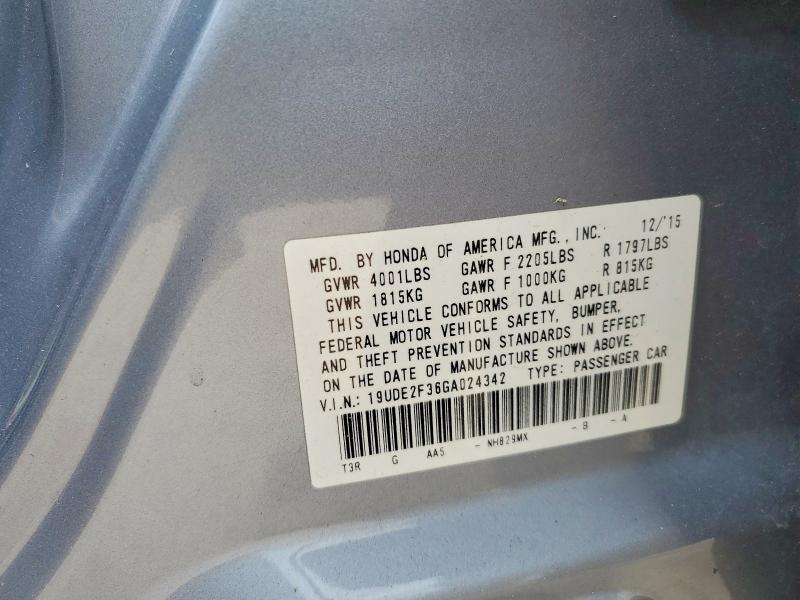 56678556 :رقم المزاد ، 19UDE2F36GA024342 vin ، 2016 Acura Ilx مزاد بيع