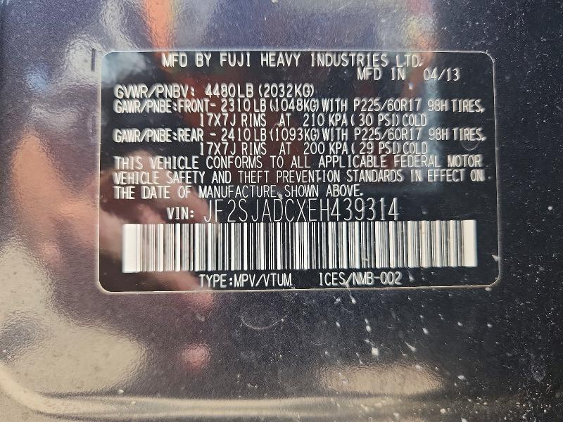 56707306 :رقم المزاد ، JF2SJADCXEH439314 vin ، 2014 Subaru Forester مزاد بيع