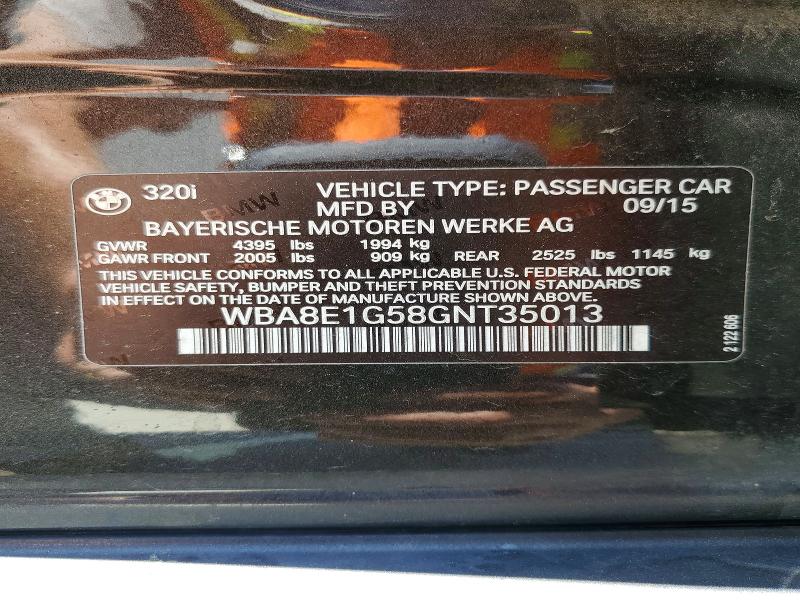 Aukcja sprzedaży 2016 Bmw 320, vin: WBA8E1G58GNT35013, numer aukcji: 56971386