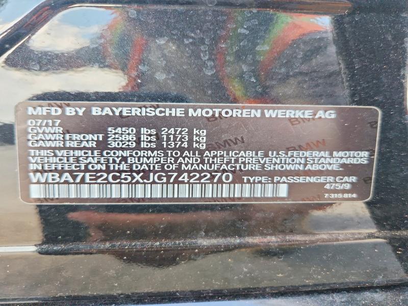Aukcja sprzedaży 2018 Bmw 740, vin: WBA7E2C5XJG742270, numer aukcji: 58447226