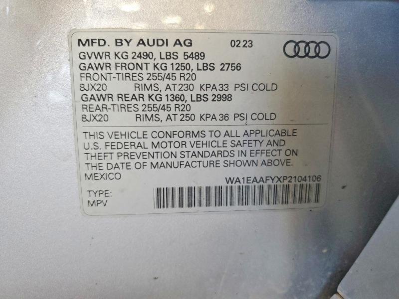 Aukcja sprzedaży 2023 Audi Q5, vin: WA1EAAFYXP2104106, numer aukcji: 56582706