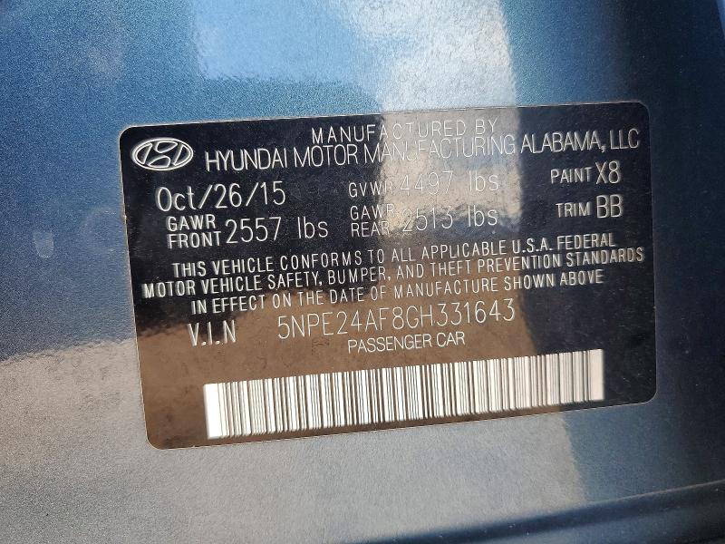 Продажа на аукционе авто 2016 Hyundai Sonata, vin: 5NPE24AF8GH331643, номер лота: 58689206