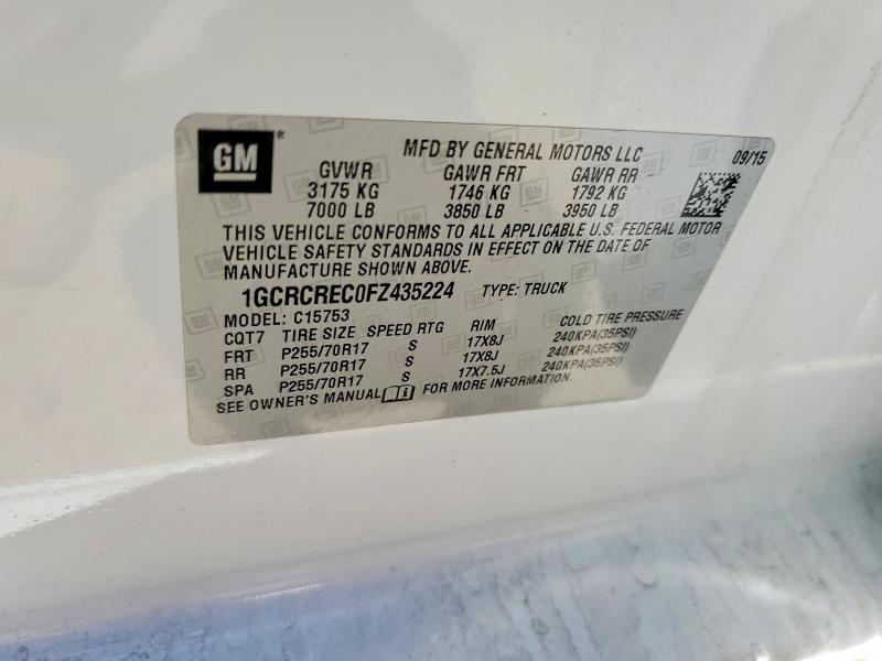 57251056 :رقم المزاد ، 1GCRCREC0FZ435224 vin ، 2015 Chevrolet Silverado مزاد بيع