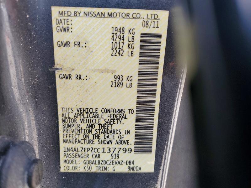 Продажа на аукционе авто 2012 Nissan Altima, vin: 1N4AL2EP2CC137799, номер лота: 56698066