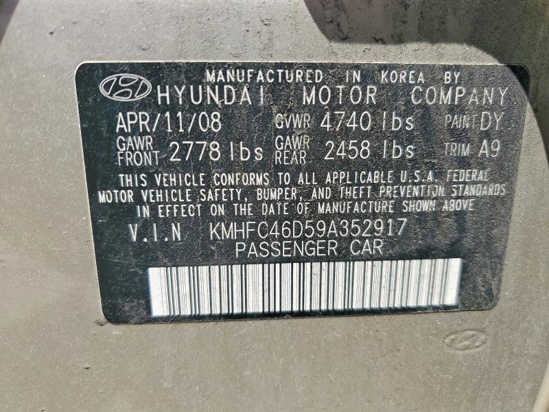 Aukcja sprzedaży 2009 Hyundai Azera, vin: KMHFC46D59A352917, numer aukcji: 55891936