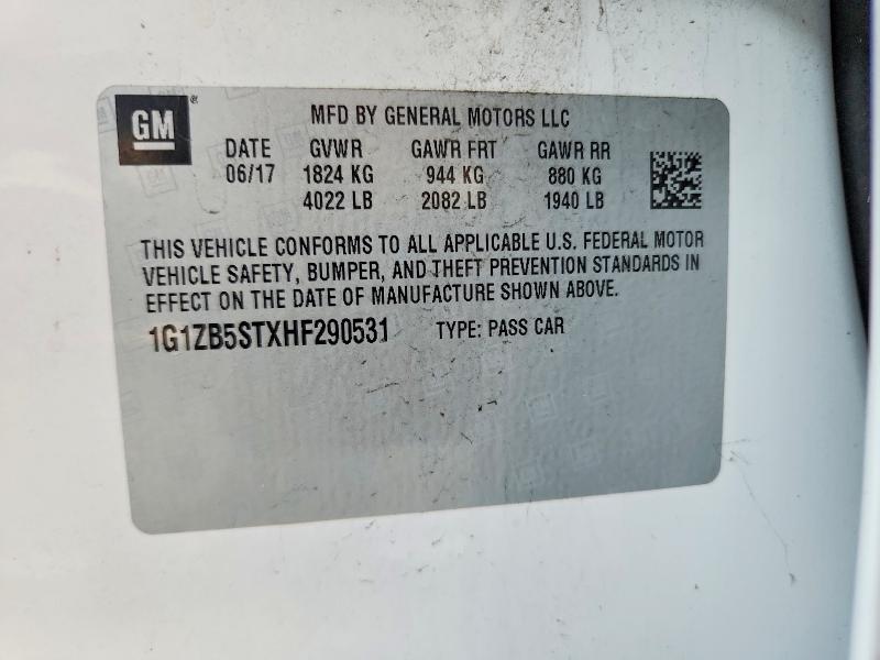 56682236 :رقم المزاد ، 1G1ZB5STXHF290531 vin ، 2017 Chevrolet Malibu مزاد بيع