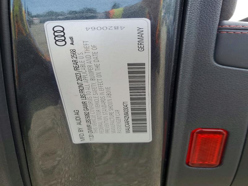 Aukcja sprzedaży 2021 Audi S4, vin: WAUC4AF42MA030471, numer aukcji: 57591996