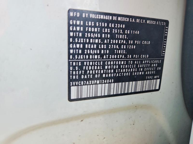 Aukcja sprzedaży 2023 Volkswagen Tiguan, vin: 3VVCB7AX0PM134849, numer aukcji: 85965365