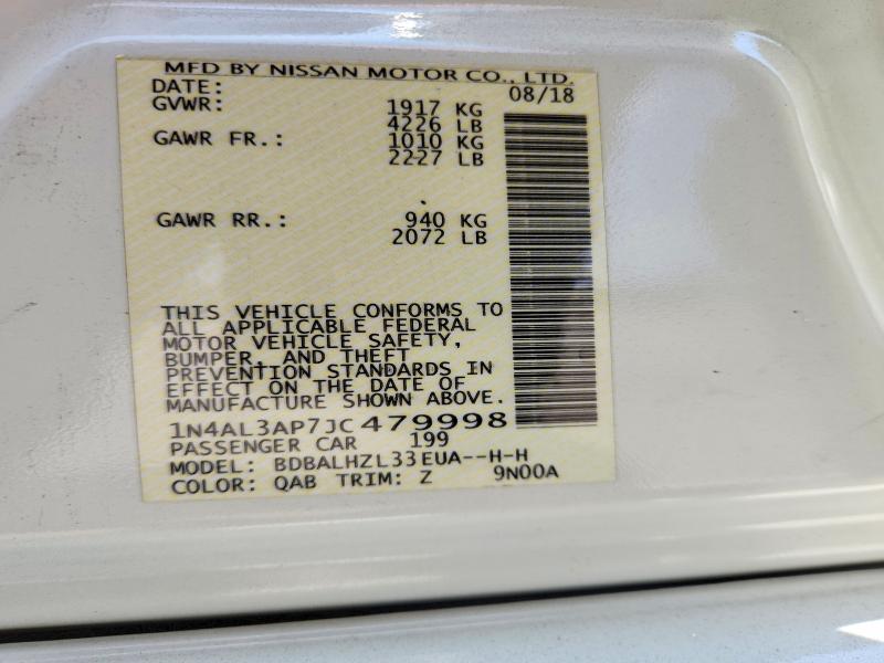 57755236 :رقم المزاد ، 1N4AL3AP7JC479998 vin ، 2018 Nissan Altima مزاد بيع