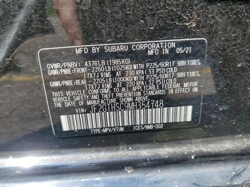 59067756 :رقم المزاد ، JF2GTHSC9MH354748 vin ، 2021 Subaru Crosstrek مزاد بيع