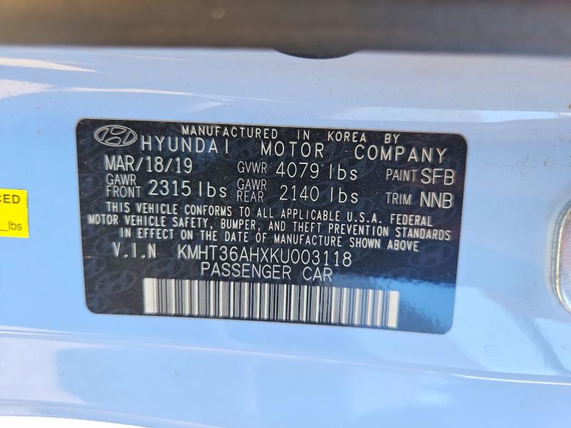 Aukcja sprzedaży 2019 Hyundai Veloster N, vin: KMHT36AHXKU003118, numer aukcji: 59297696