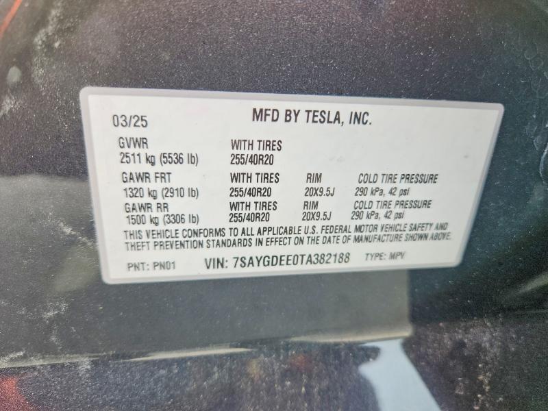 2026 Tesla Model Y მანქანა იყიდება აუქციონზე, vin: 7SAYGDEE0TA382188, აუქციონის ნომერი: 56227686