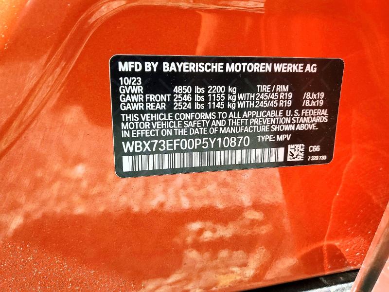 2023 Bmw X1 მანქანა იყიდება აუქციონზე, vin: WBX73EF00P5Y10870, აუქციონის ნომერი: 54942556