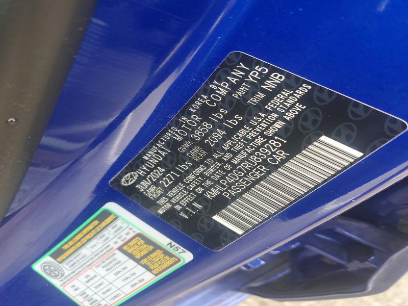 Продаж на аукціоні авто 2024 Hyundai Elantra, vin: KMHLP4DG7RU839281, номер лоту: 55819816