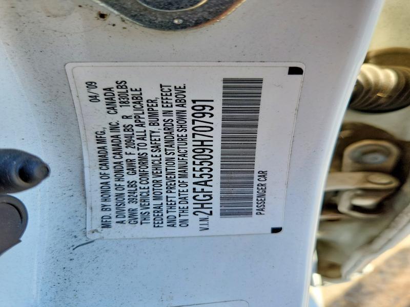 2009 Honda Civic მანქანა იყიდება აუქციონზე, vin: 2HGFA55509H707991, აუქციონის ნომერი: 55903936