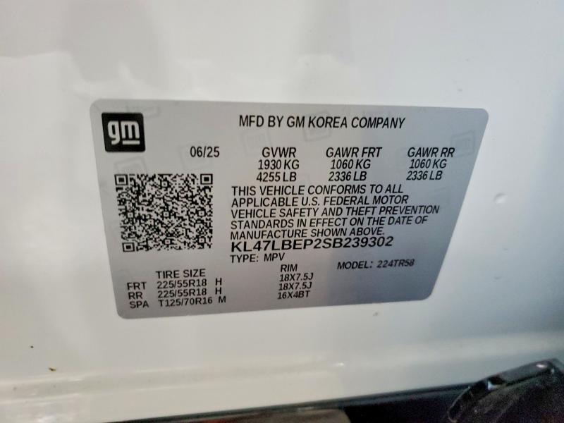 58774896 :رقم المزاد ، KL47LBEP2SB239302 vin ، 2025 Buick Envista مزاد بيع