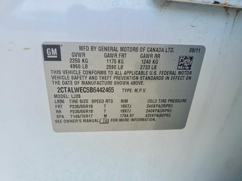 56932516 :رقم المزاد ، 2CTALWEC5B6442465 vin ، 2011 Gmc Terrain مزاد بيع
