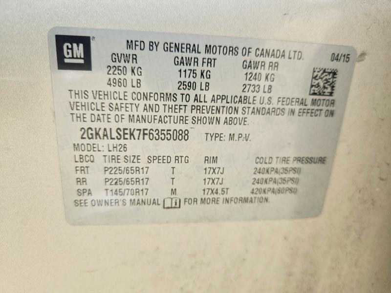 56295996 :رقم المزاد ، 2GKALSEK7F6355088 vin ، 2015 Gmc Terrain مزاد بيع