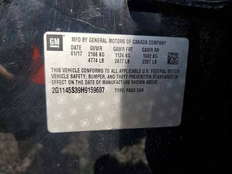 59301766 :رقم المزاد ، 2G1145S39H9159607 vin ، 2017 Chevrolet Impala مزاد بيع