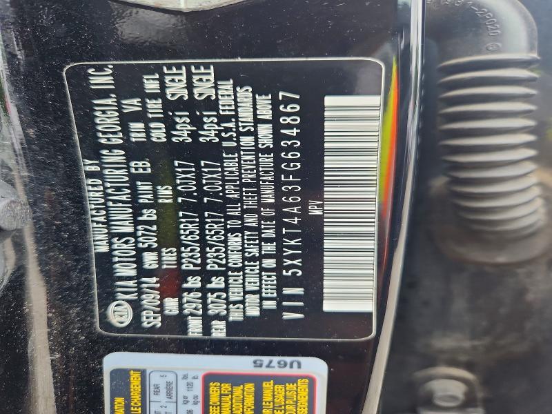 Продаж на аукціоні авто 2015 Kia Sorento, vin: 5XYKT4A63FG634867, номер лоту: 56554046