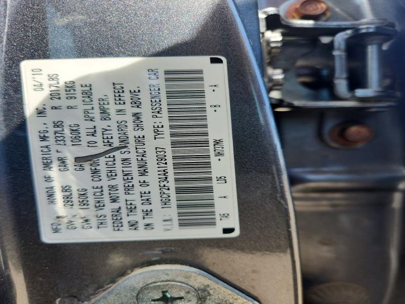 56035956 :رقم المزاد ، 1HGCP2F34AA129037 vin ، 2010 Honda Accord مزاد بيع