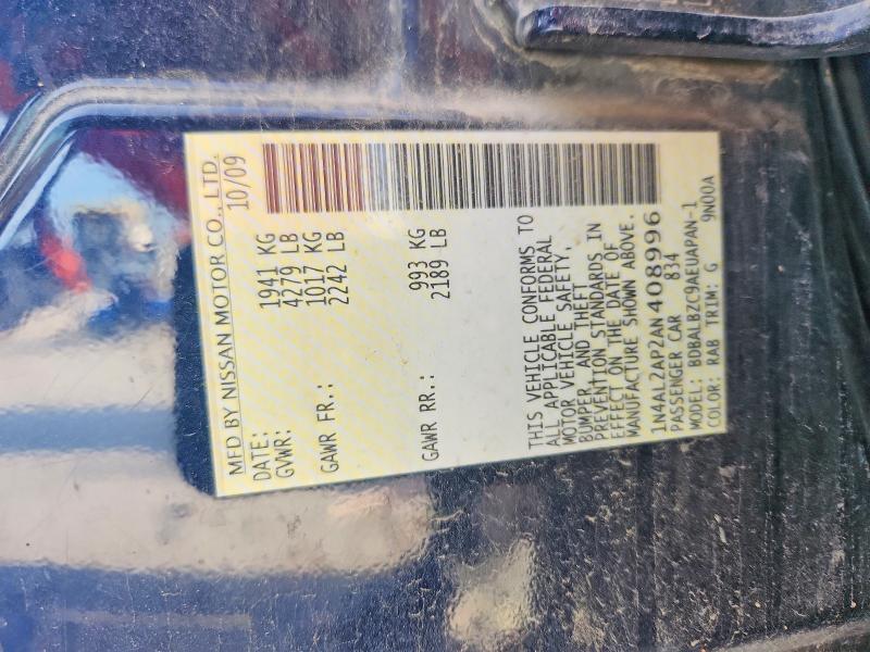 Продаж на аукціоні авто 2010 Nissan Altima, vin: 1N4AL2AP2AN408996, номер лоту: 58879286