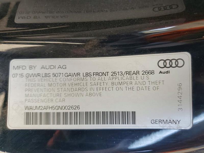 Продажа на аукционе авто 2016 Audi A5, vin: WAUM2AFH5GN002626, номер лота: 55940506