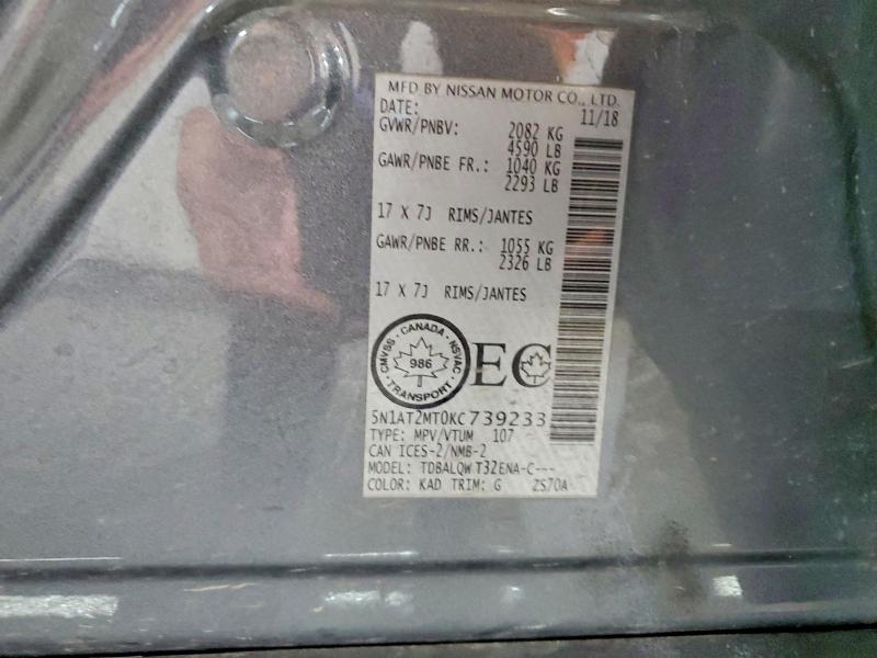 Продажа на аукционе авто 2019 Nissan Rogue, vin: 5N1AT2MT0KC739233, номер лота: 59346576