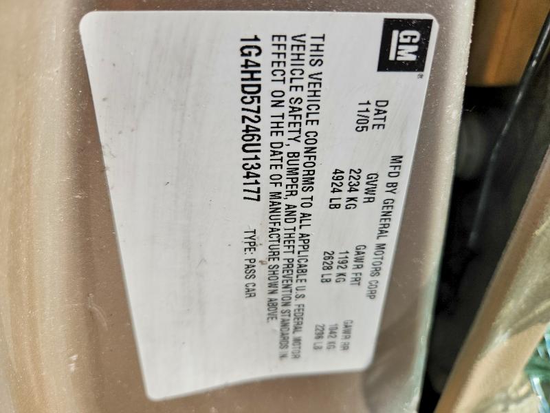2006 Buick Lucerne მანქანა იყიდება აუქციონზე, vin: 1G4HD57246U134177, აუქციონის ნომერი: 57489536