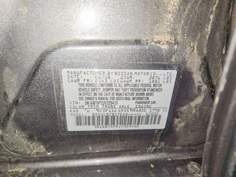Aukcja sprzedaży 2018 Nissan Sentra, vin: 3N1AB7AP2JY325410, numer aukcji: 58628926