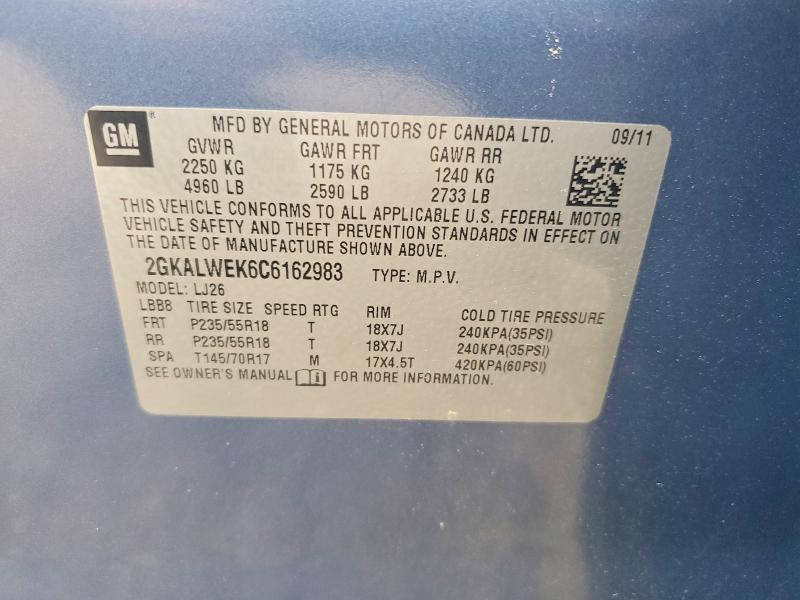 2012 Gmc Terrain მანქანა იყიდება აუქციონზე, vin: 2GKALWEK6C6162983, აუქციონის ნომერი: 54849236