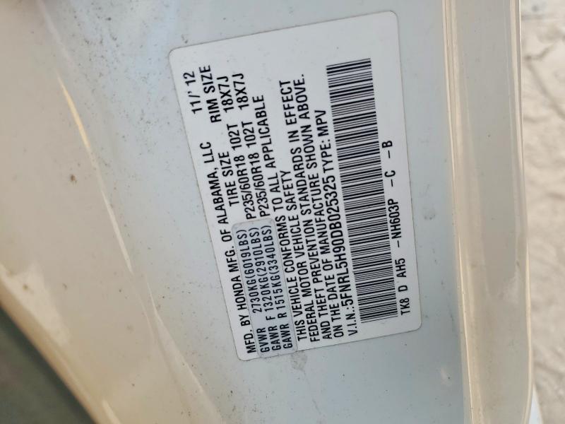 Продаж на аукціоні авто 2013 Honda Odyssey, vin: 5FNRL5H90DB025325, номер лоту: 56184426