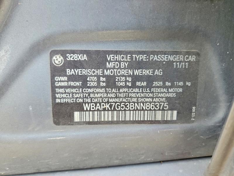 Продаж на аукціоні авто 2011 Bmw 328, vin: WBAPK7G53BNN86375, номер лоту: 56300246
