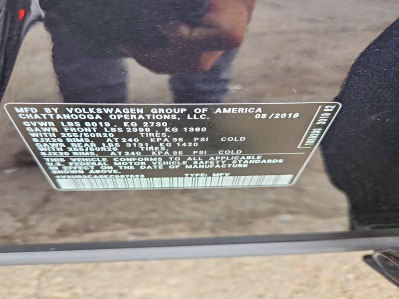 59153596 :رقم المزاد ، 1V2UR2CA5KC567523 vin ، 2019 Volkswagen Atlas مزاد بيع