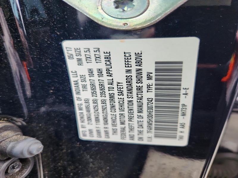 55197416 :رقم المزاد ، 7FARW5H30HE007243 vin ، 2017 Honda Cr-v مزاد بيع