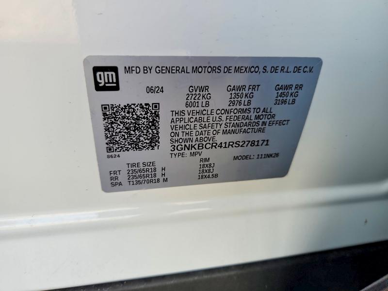 2024 Chevrolet Blazer მანქანა იყიდება აუქციონზე, vin: 3GNKBCR41RS278171, აუქციონის ნომერი: 55895596