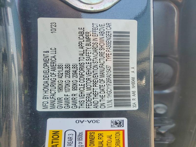 Продажа на аукционе авто 2024 Honda Accord, vin: 1HGCY1F26RA015437, номер лота: 58264516