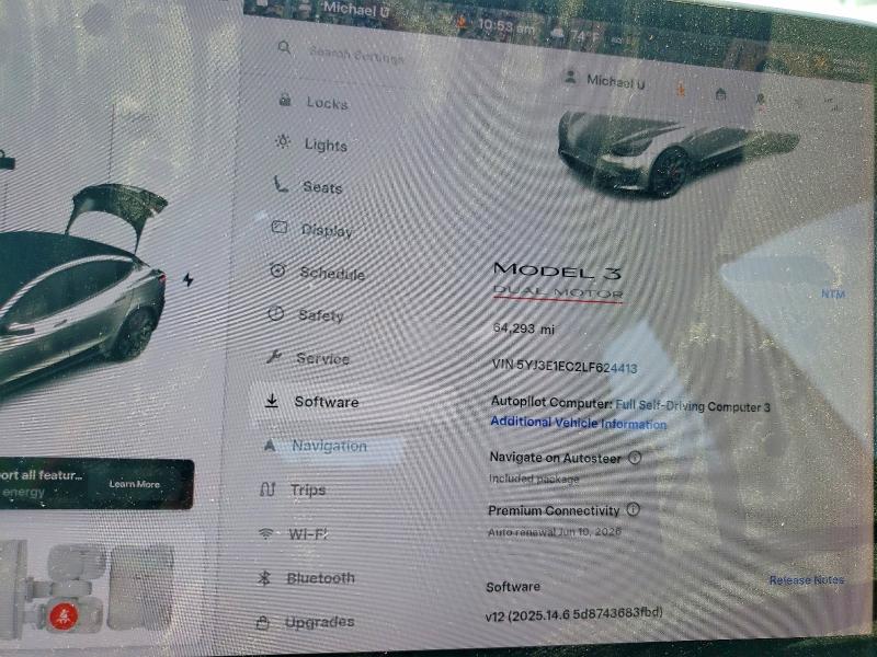 2020 Tesla Model 3 მანქანა იყიდება აუქციონზე, vin: 5YJ3E1EC2LF624413, აუქციონის ნომერი: 55651646