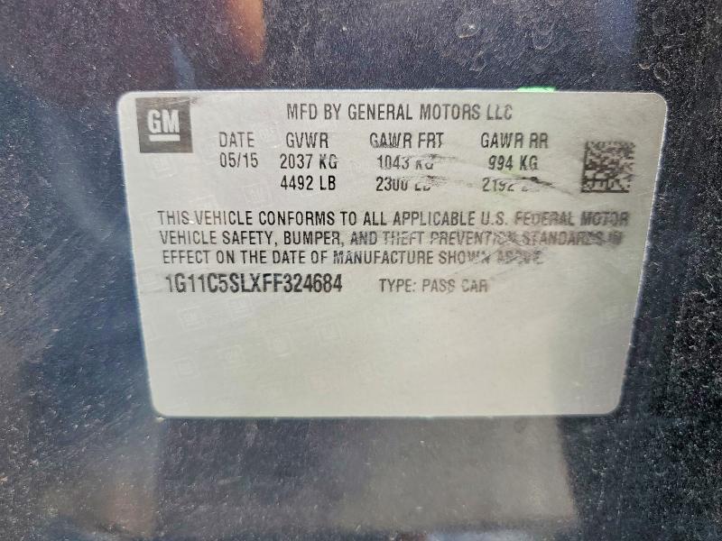 Продажа на аукционе авто 2015 Chevrolet Malibu, vin: 1G11C5SLXFF324684, номер лота: 58033096