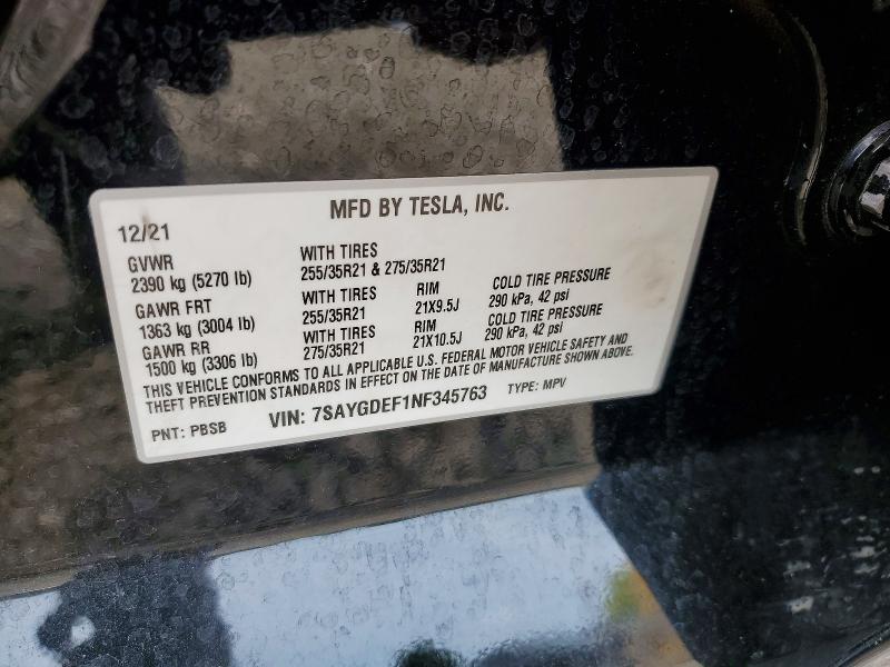 Продажа на аукционе авто 2022 Tesla Model Y, vin: 7SAYGDEF1NF345763, номер лота: 58327716