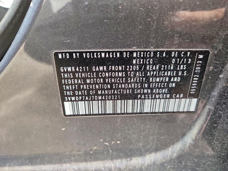 55718896 :رقم المزاد ، 3VWDP7AJ7DM420321 vin ، 2013 Volkswagen Jetta مزاد بيع
