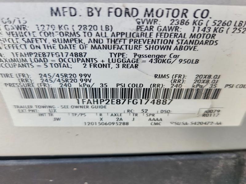 57045046 :رقم المزاد ، 1FAHP2E87FG174887 vin ، 2015 Ford Taurus مزاد بيع