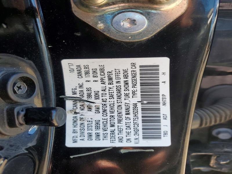 57202956 :رقم المزاد ، 2HGFC2F75JH503944 vin ، 2018 Honda Civic مزاد بيع