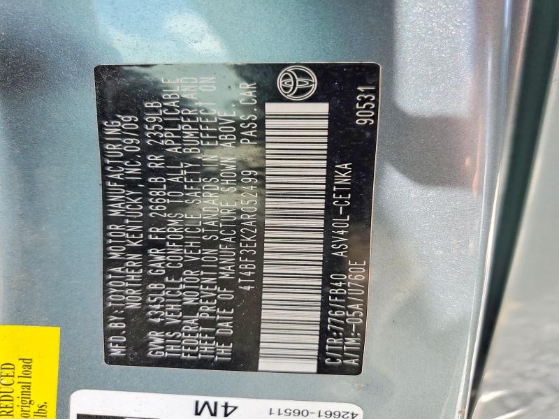 58702506 :رقم المزاد ، 4T4BF3EK2AR052499 vin ، 2010 Toyota Camry مزاد بيع