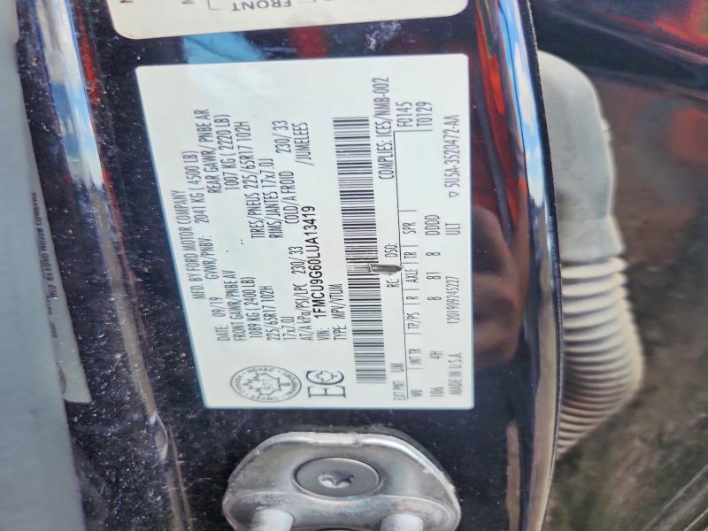 2020 Ford Escape მანქანა იყიდება აუქციონზე, vin: 1FMCU9G60LUA13419, აუქციონის ნომერი: 58297606