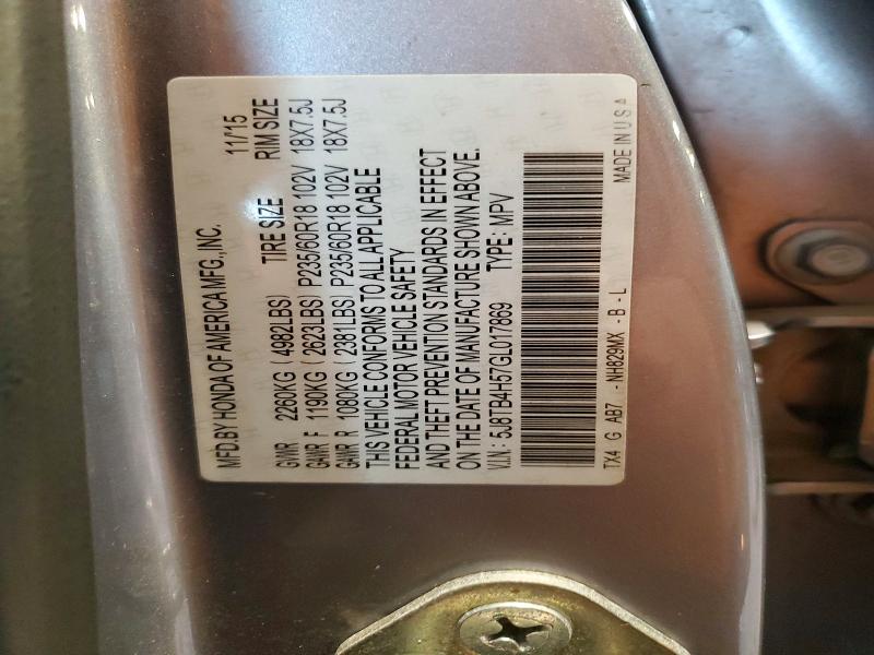 2016 Acura Rdx მანქანა იყიდება აუქციონზე, vin: 5J8TB4H57GL017869, აუქციონის ნომერი: 58374166