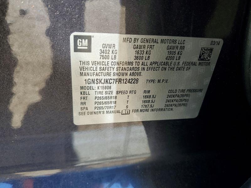 Продажа на аукционе авто 2015 Chevrolet Suburban, vin: 1GNSKJKC7FR124228, номер лота: 55738436