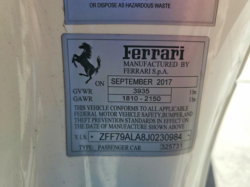 Продаж на аукціоні авто 2018 Ferrari 488 Gtb, vin: ZFF79ALA8J0230984, номер лоту: 58463306